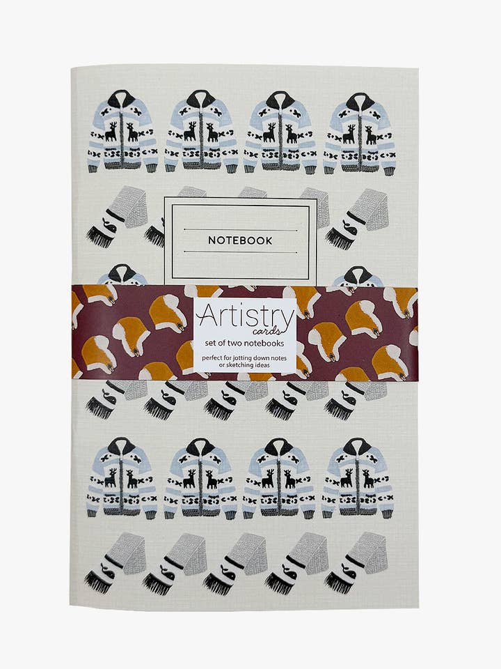 Ensemble de cahiers d'hiver confortable | Gants, couverture et pull Cowichan pour la vente par Artistry Cards