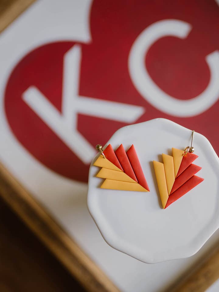 Kansas City Chiefs Earrings | Polymer Clay Earrings for wholesale by Wyatt & Quinn Co.