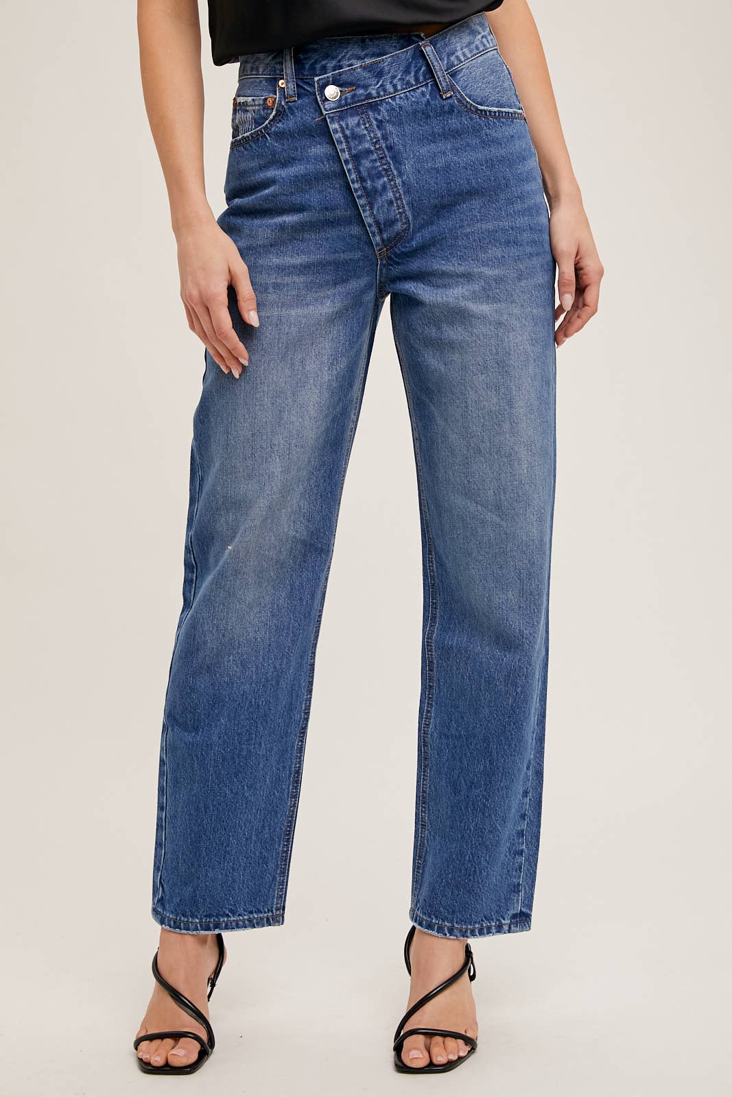 Bluivy - Wholesale Jeans - Women's - DENIM ASYMMETRICAL WAIST STRAIGHT LEG JEANS4