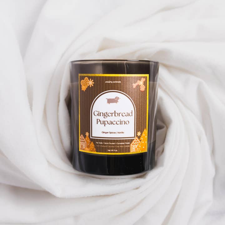 Gingerbread Pupaccino - Huisdiervriendelijke Feestdagen Editie Kaars Exclusief voor wholesale door PawtyAnimals.ca