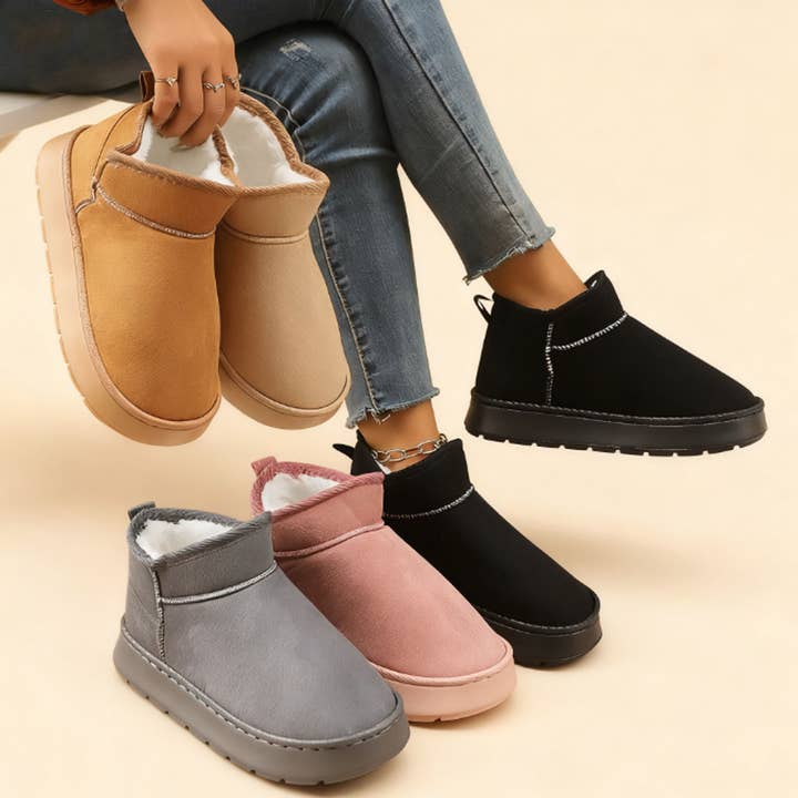 FASHIONABLE TEXTURED SIMPLE SNOW BOOTS_CWSHH00138 for wholesale by DOUBLJU