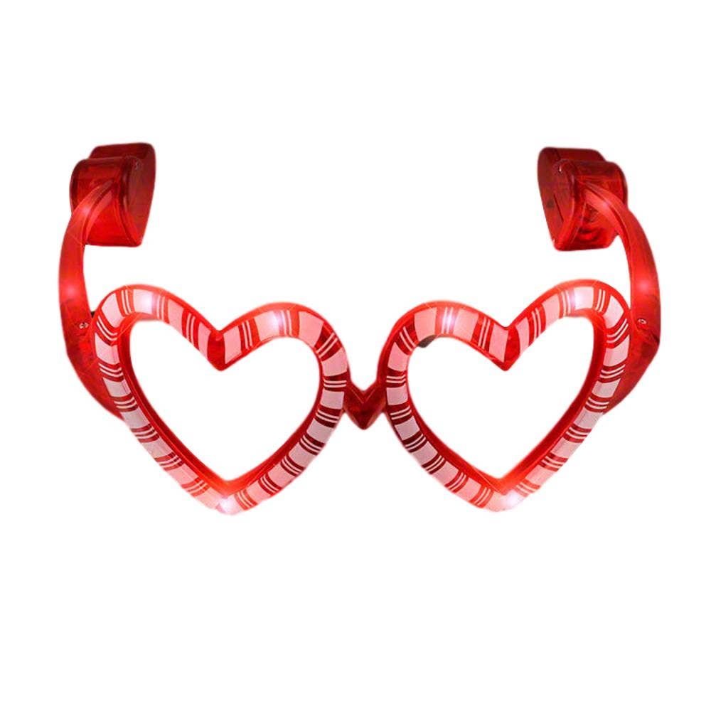 Blinkee.com, LLC - Wholesale Sunglasses - Unisex - Light Up Heart-Shaped Candy Cane Holiday Sunglasses2