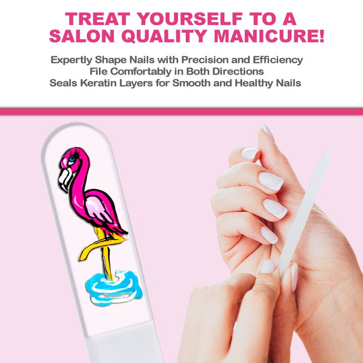 Classy Nail Files - Wholesale Nail File - Flamingo Pink Bird Wildlife Hand Painted Crystal Nail File6