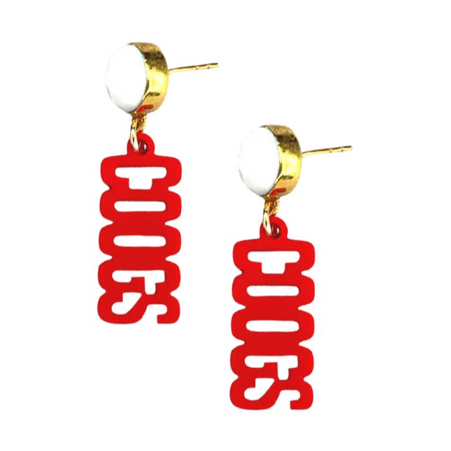 Houston Mini Red COOGS Earrings for wholesale by Brianna Cannon