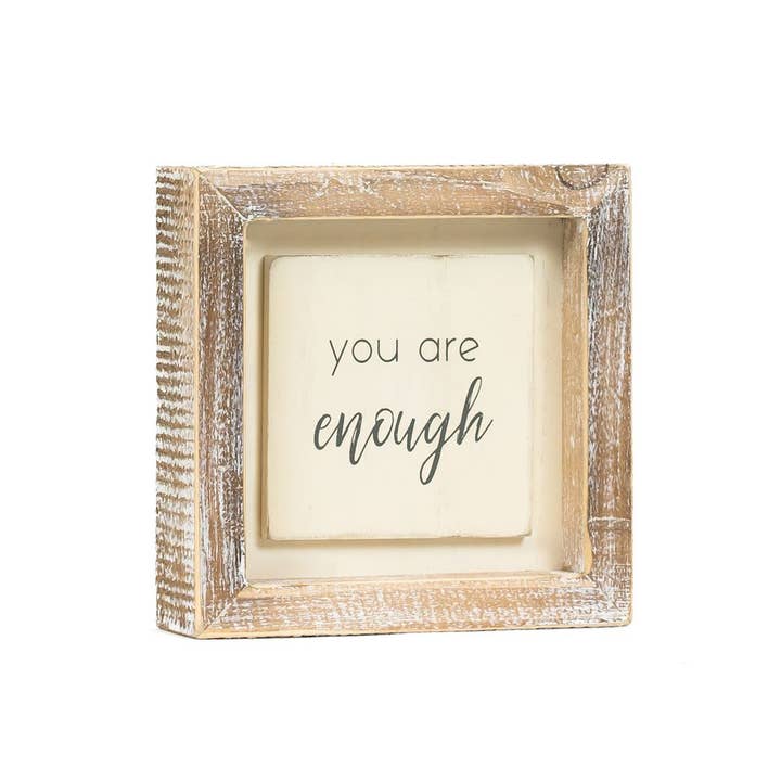 Devanie At Home (Formerly Adams & Co.) - Wholesale Sign - 11947 - 5x5 wood frame sign (ENOUGH) home decor gift1