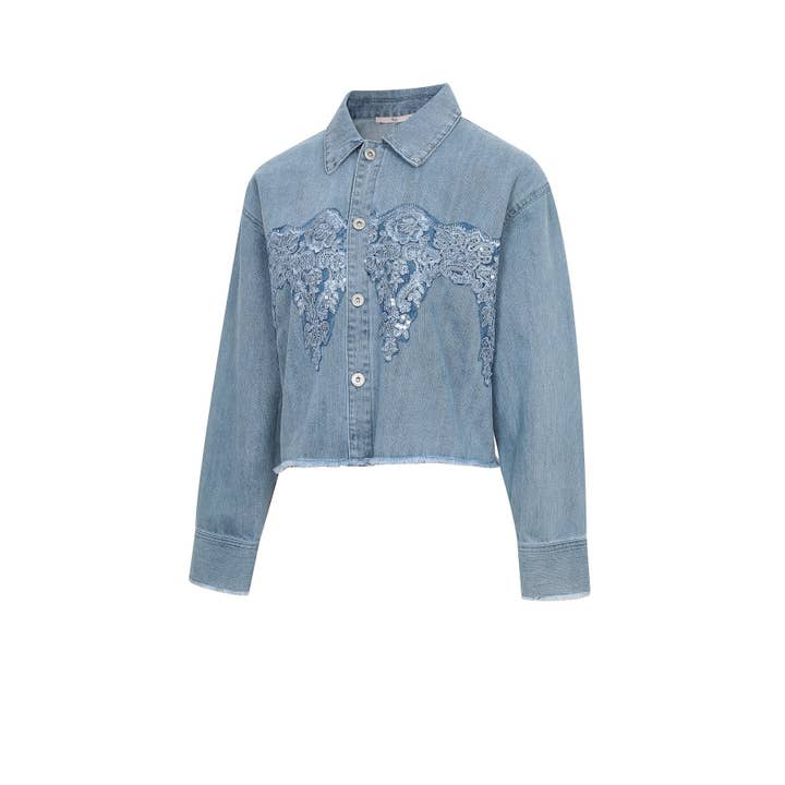 omgstyles - Wholesale Denim Jacket - Women's - Sequin Kissed Denim Jacket1