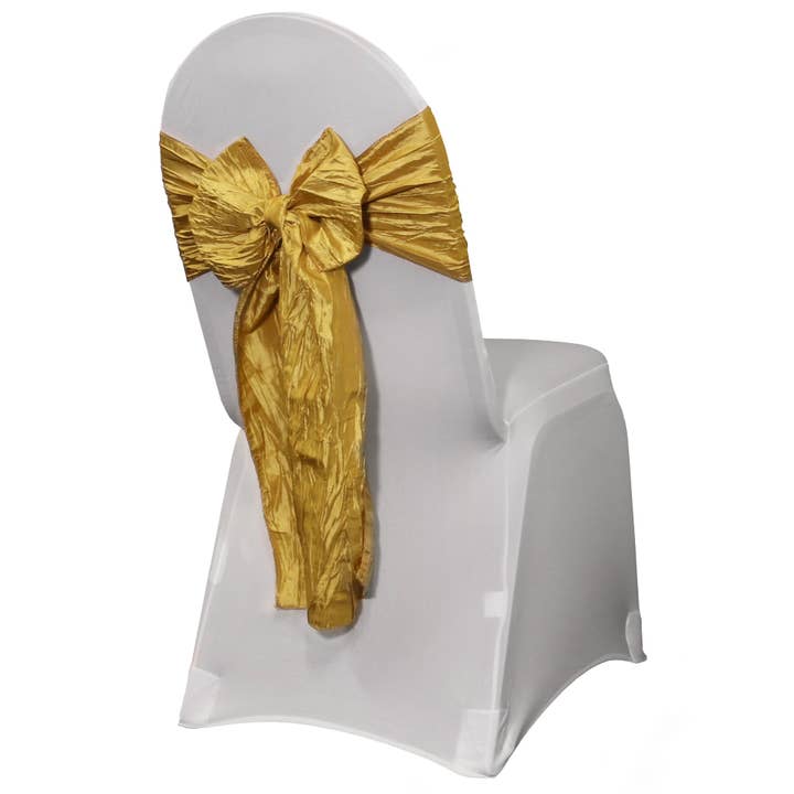 YOUR CHAIR COVERS - Wholesale Chair/Sofa Slipcover - Crinkle Taffeta Chair Sashes Gold (Pack of 10)1