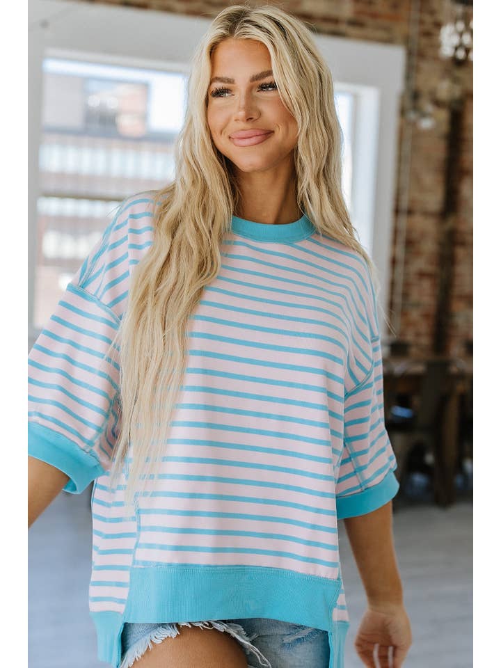 Liam & Company - Wholesale Tunic - Women's - Wanda Colorblock Striped Tunic | S-2XL