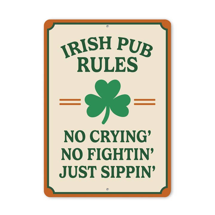 Règles du Pub Irlandais Panneau de la Saint-Patrick pour la vente par Lizton Sign Shop, Inc