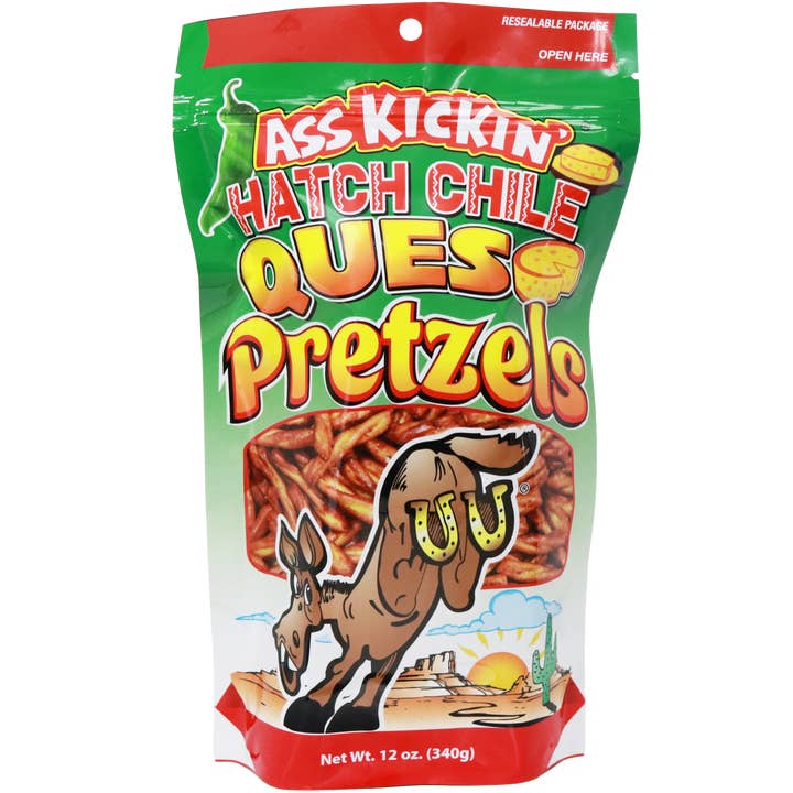 Bretzels au Queso et Piment Hatch Ass Kickin’, sachet refermable de 340 g pour la vente par Southwest Specialty Food