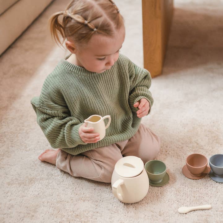 bug + bean kids - Wholesale Knit Sweater - Kids - Chunky Knit Oversized Sweater | Sage