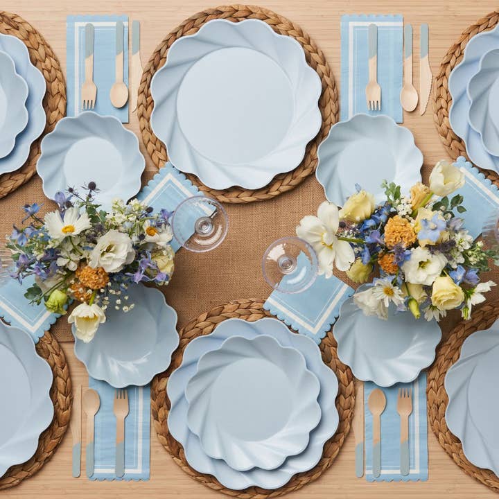 Eco Sky Blue Full Collection Dinnerware Kit for wholesale by Sophistiplate