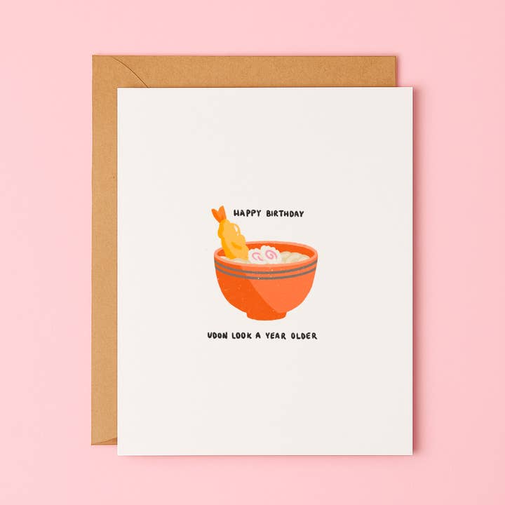 LucyDraws - Wholesale Birthday Card - 'Happy Birthday Udon Look A Year Older' Greeting Card0
