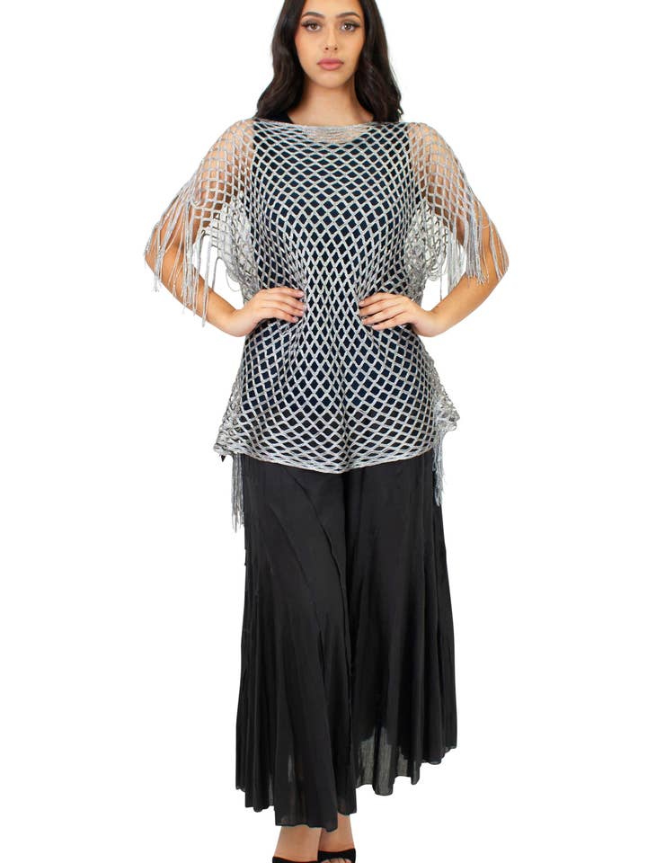 CH-5141 Cover-up Top in Silver for wholesale by Lazy Daisy