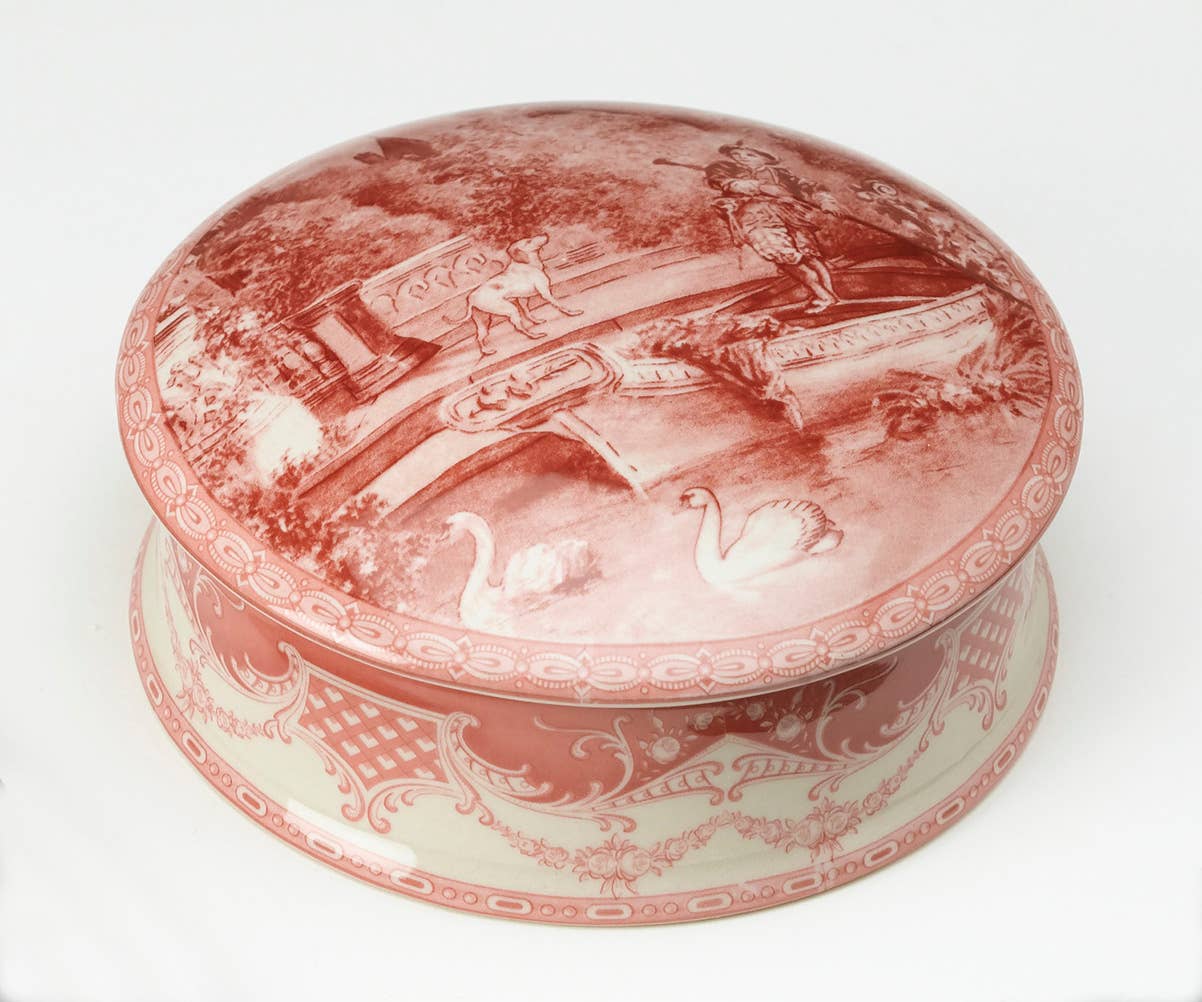 AA Importing - Wholesale Decorative Box - Round Box, Red & White Design0