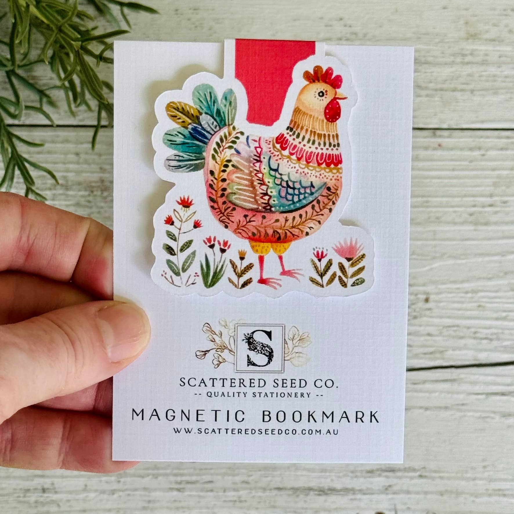 Scattered Seed Co - Wholesale Bookmark - Folk Art Chicken Magnetic Bookmarks set of 41