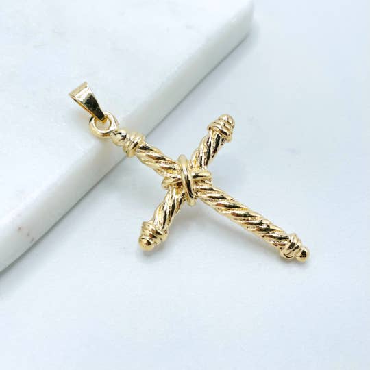 Luxus Accessories - Wholesale Individuele bedel/hanger - 18k goud gevulde touw kruis hanger