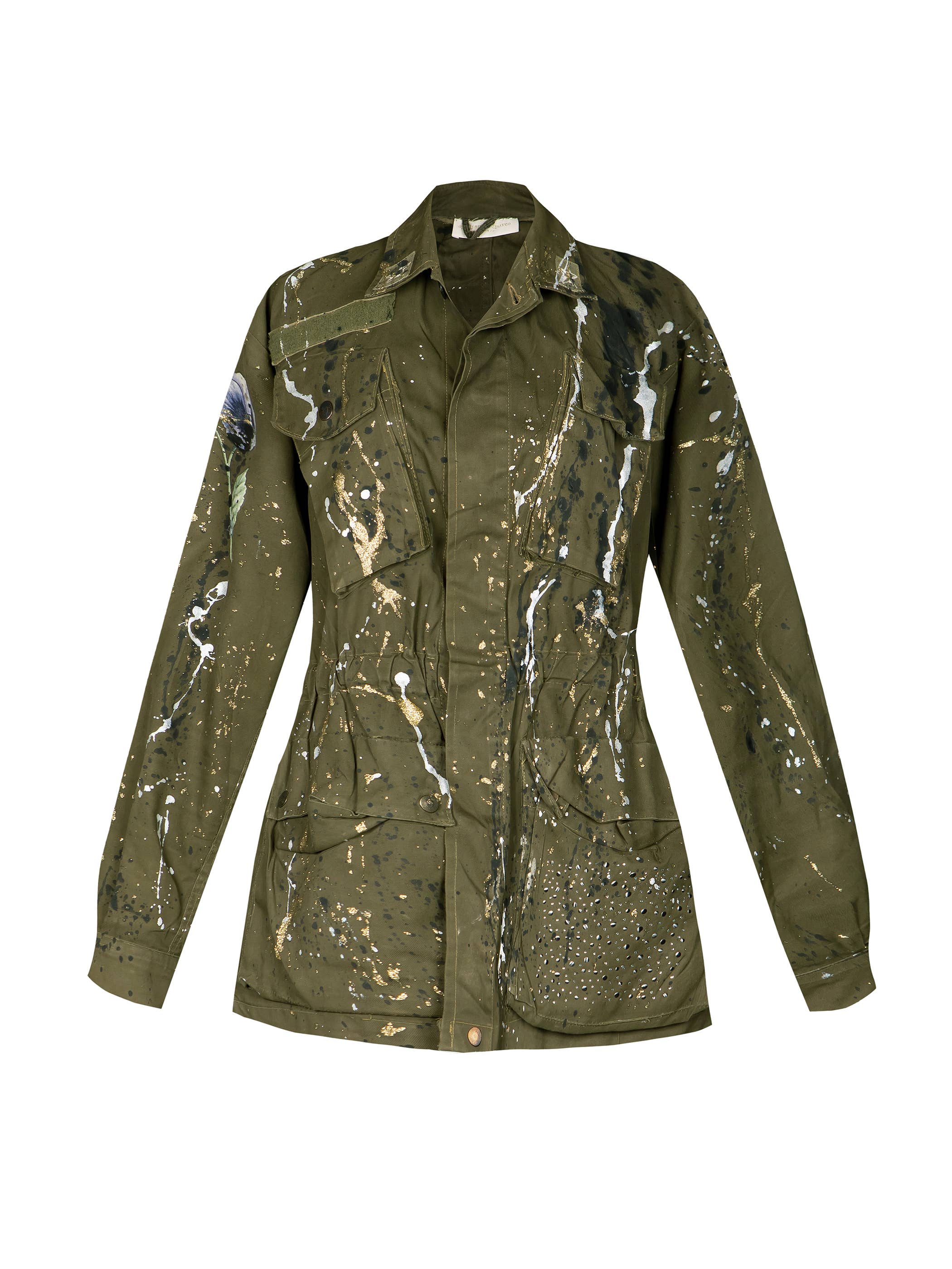 apiedinudinelparco - Wholesale Jacket - Women's - UP-CYCLED MILITARY JACKET GLITTER PATCH STREET ART LUX STYLE1