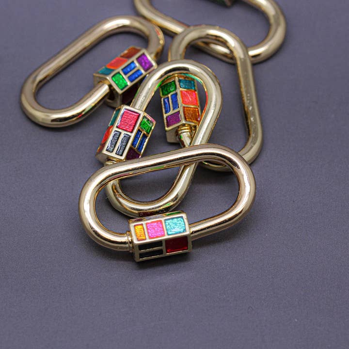 Jewel Pledge - Wholesale Clasp - Enamel Carabiner Screw Clasp - Wholesale Options