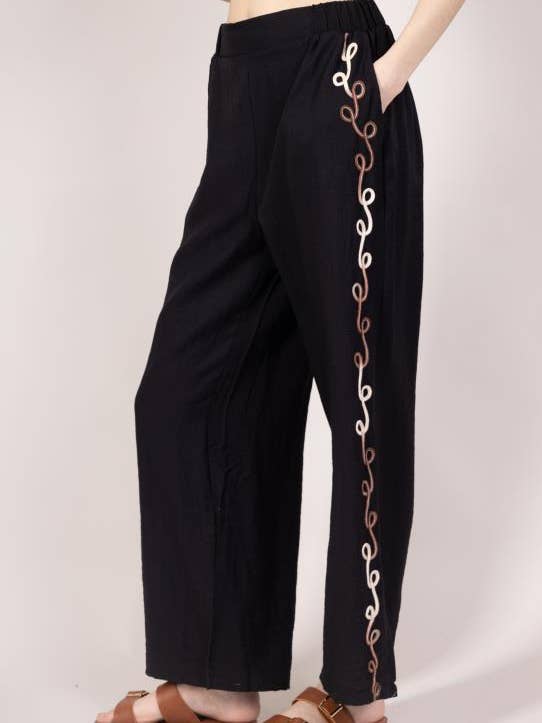 DIX-ONZE - Wholesale Pants - Women's - Embroidered Wide Pants5