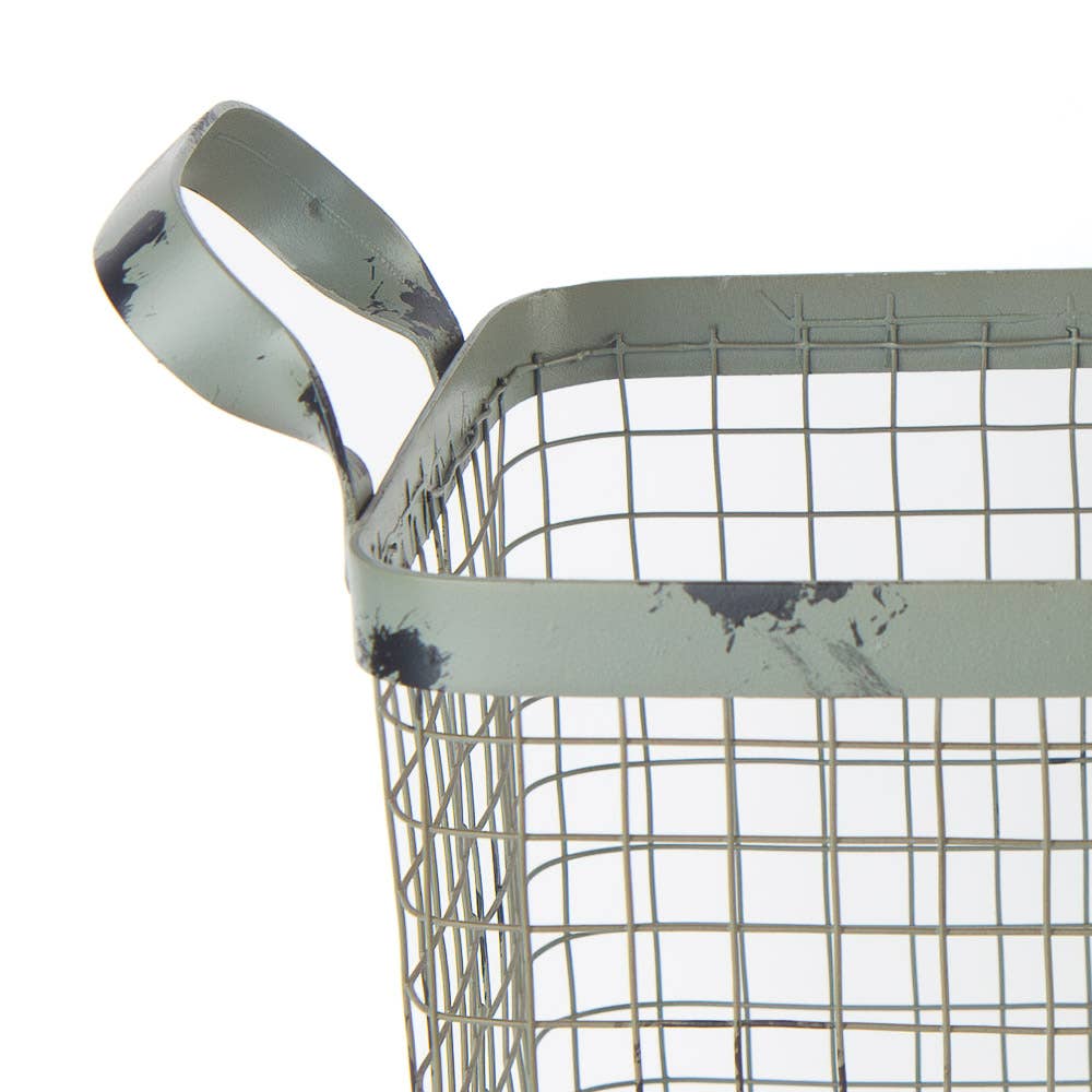 Factory Direct Craft - Wholesale Basket - Rustic Distressed Metal Wire Basket3