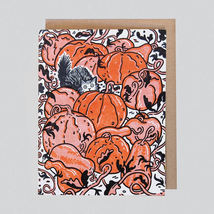 Scaredy Cat - Letterpress Halloween Greeting Card for wholesale by folio press & paperie