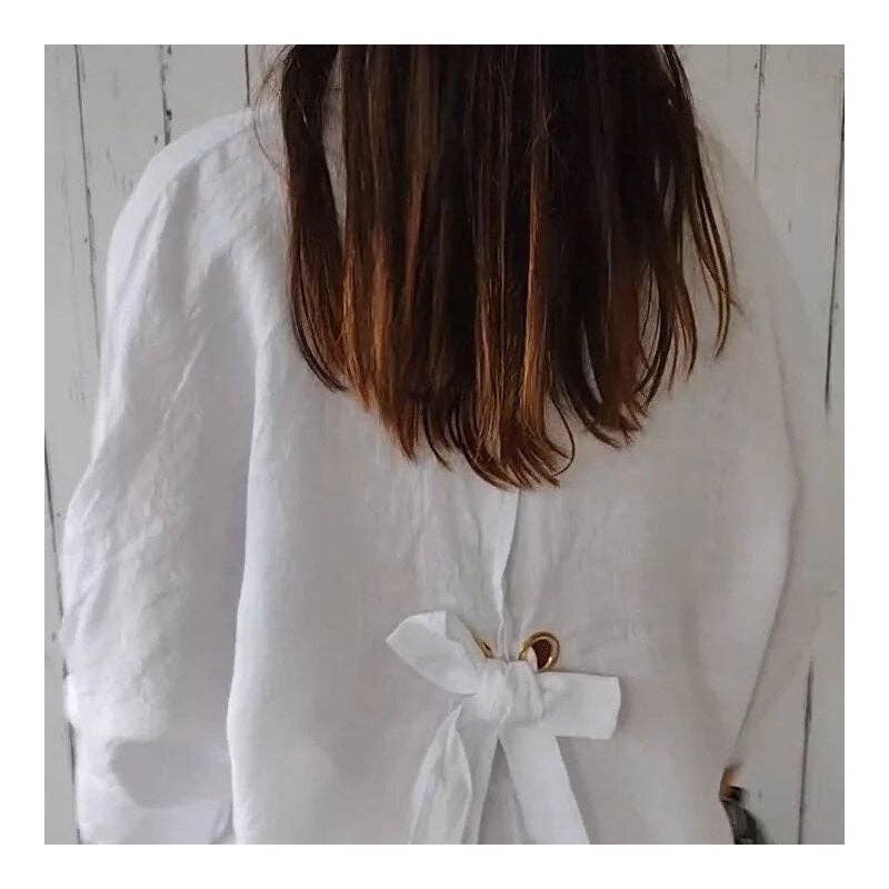 UZ Wholesale Store - Wholesale Button Down Shirt - Women's - Relaxed Fit Solid Color Back Strap Blouse5