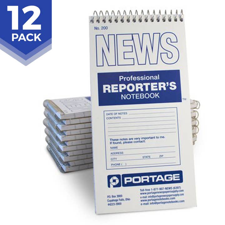 #200 Reporter Notebook Spiral Top Bound - 4" x 8" for wholesale by Portage Notebooks