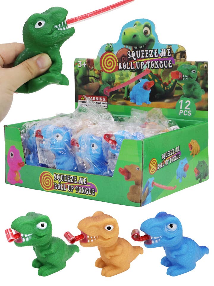 Tongue-out T-rex Dinosaur Squeaky Gag Toy for wholesale by Cap Zone