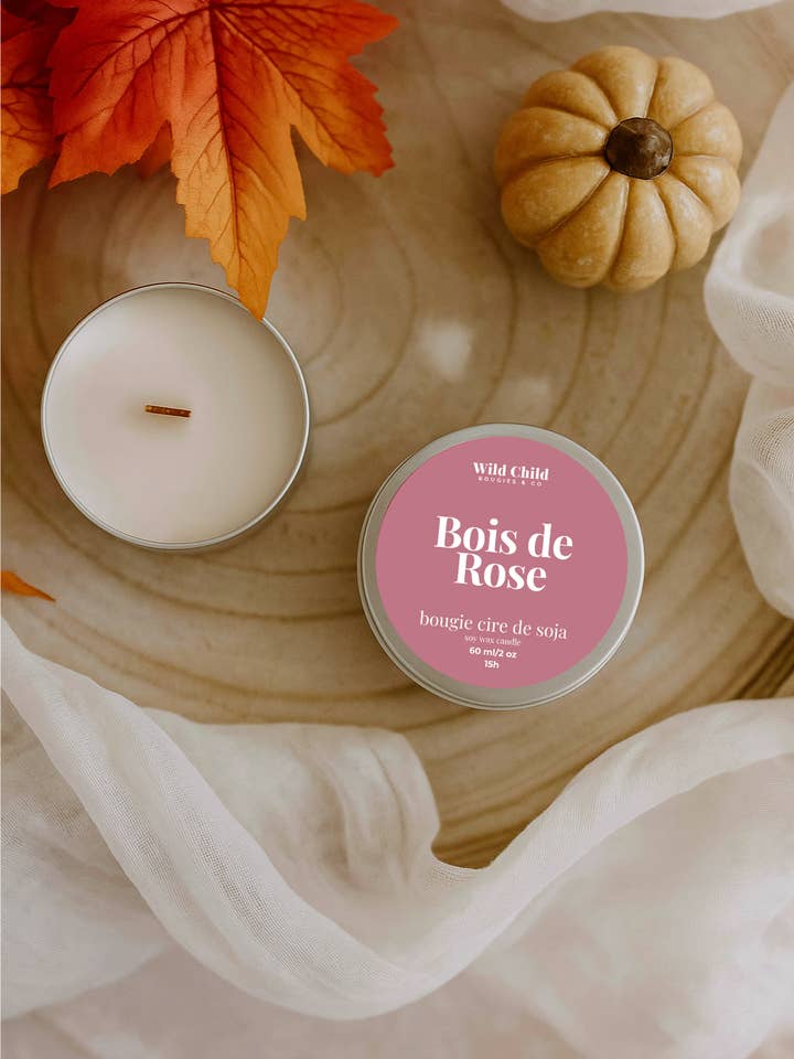 "Rosewood" - Mini natural scented candle - 15H for wholesale by WILD CHILD Bougies & Co