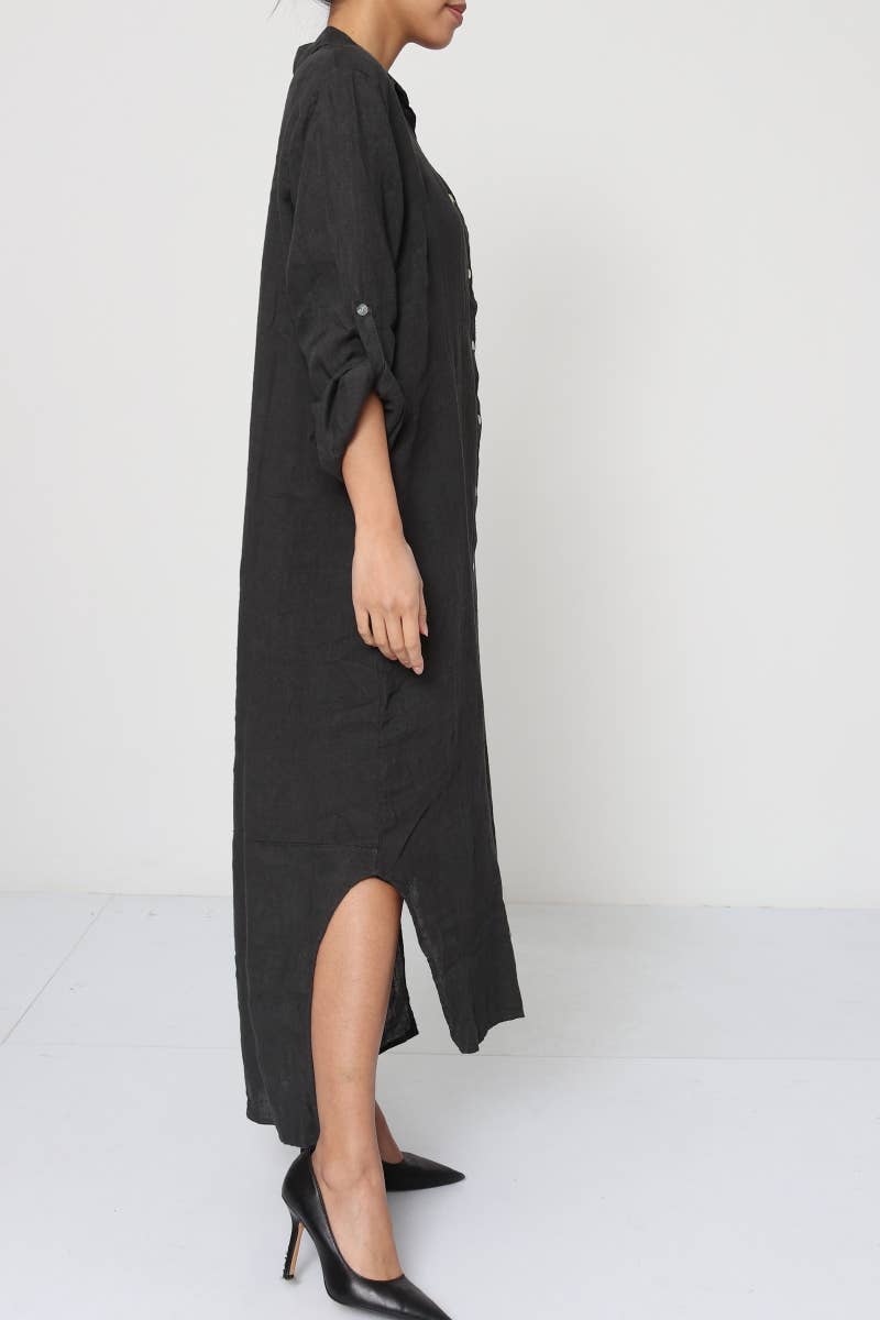LÉA & LUC - Wholesale Dress - Women's - Long shirt dresses in 100% Linen REF. 148417