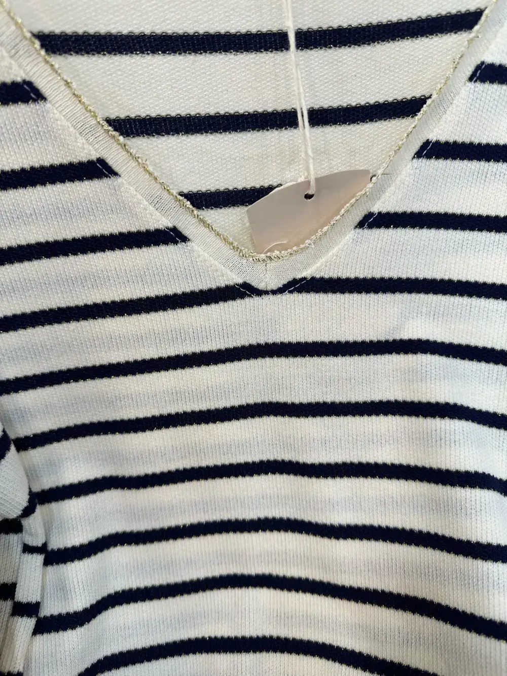 Mimi & Gogo - Wholesale T-Shirt - Women's - Striped top with lurex collar @46262_HRayeColLux8