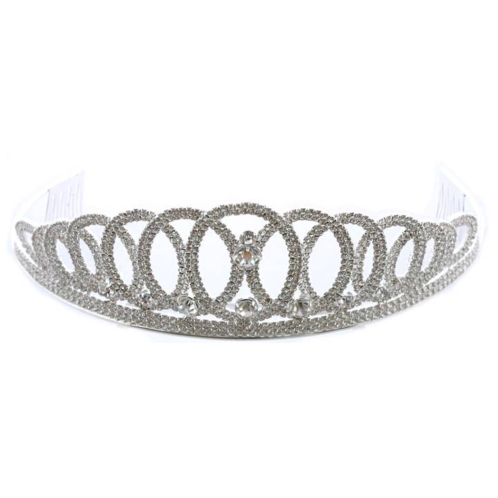 Silver Plated Bridal Wedding Jewelry Set with Tiara Crown for wholesale by Cool Crystals