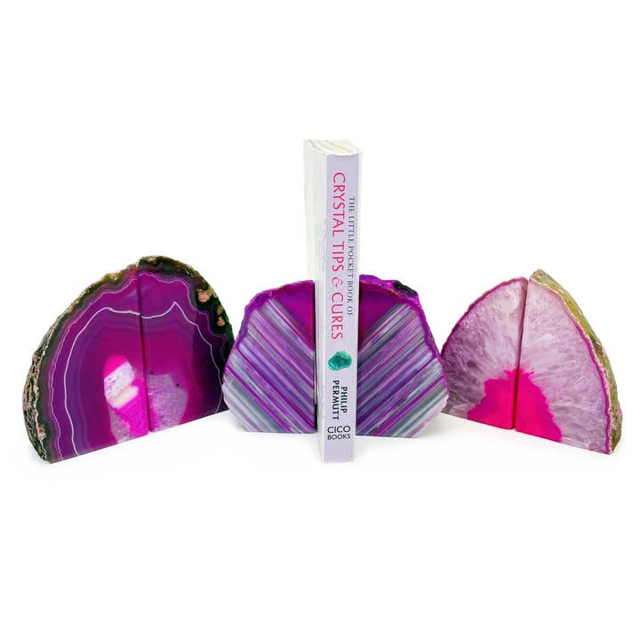 Rock Paradise – wholesale Bookend – Crystal Agate Geode Bookends Mini Door Stop Display (RK1)