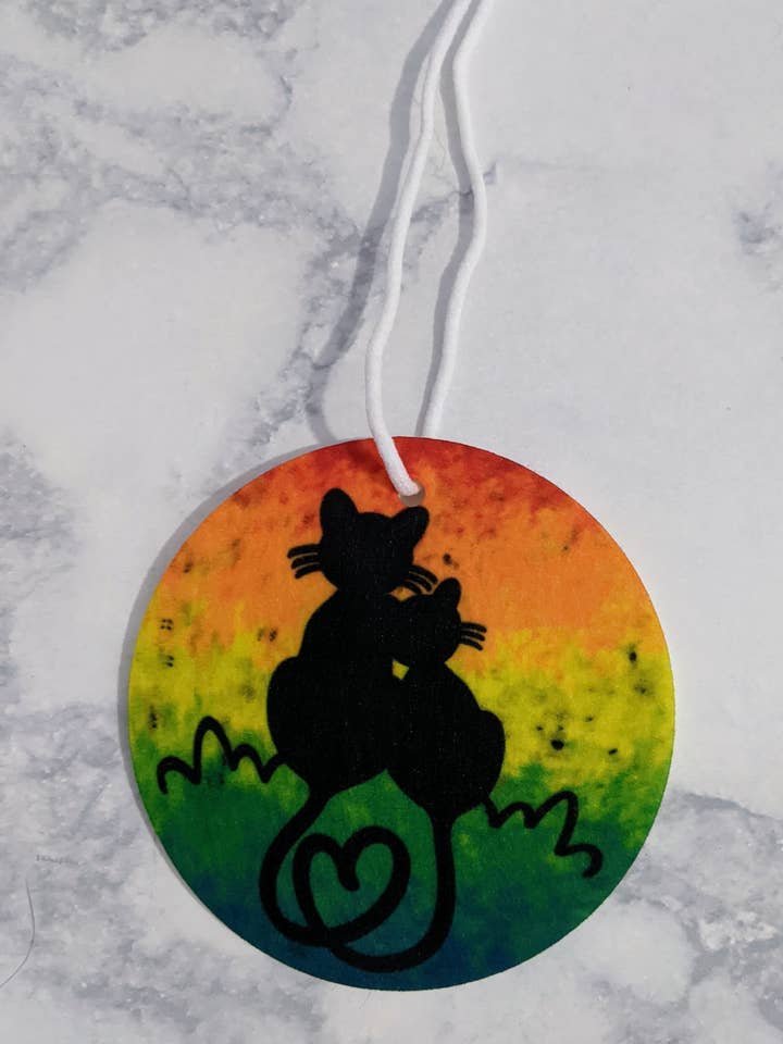 Rainbow Cat Love Air Freshener – Colorful Cat Car Freshener for wholesale by Made By Scratch Crafts