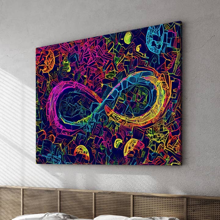 Infinite Galaxy -Neon Infinity Canvas Wall Decor, Canvas Prints, Wall Art, Wall Decor, Painting, stretched Canvas, Digital Artwork for wholesale by Infinite Soldier