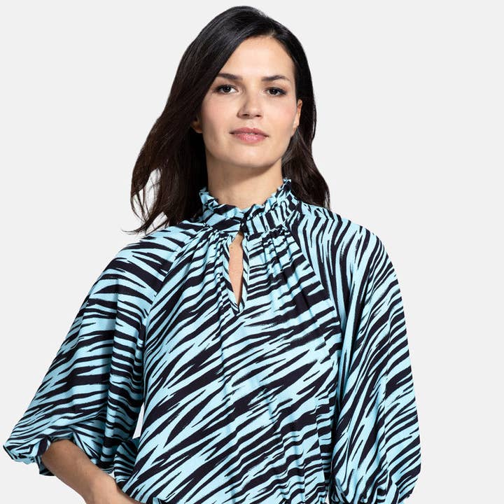 Balloon-Sleeved Top with High Collar for wholesale by HotSquash