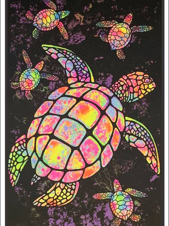 Painted Sea Turtle Flocked Black Light Poster - 23" X 35" for wholesale by Scorpio Posters