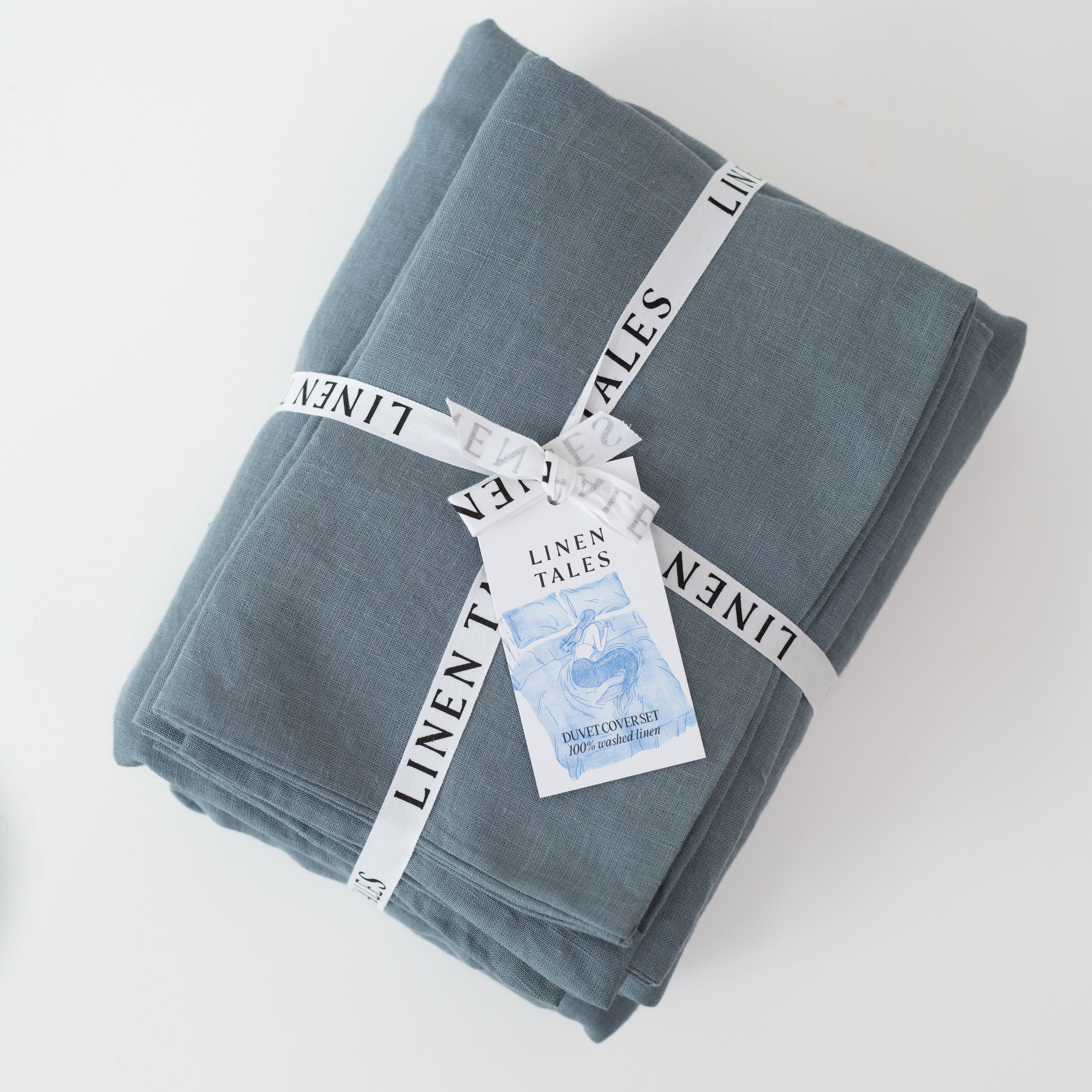 Linen Tales (We cover U.S. import duties) - Wholesale Bedding Set - Blue Fog Linen Duvet Cover Set6