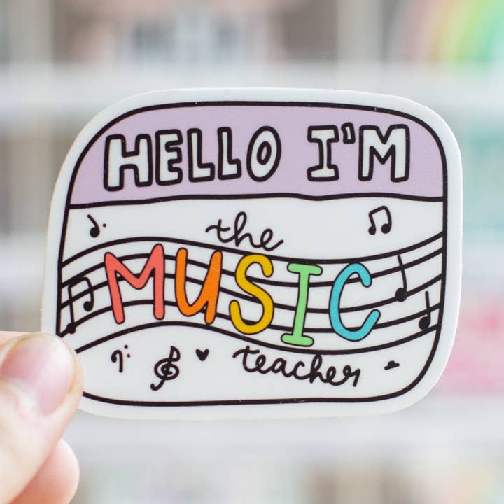 Music Teacher Name Tag Sticker for wholesale by Musically Minted