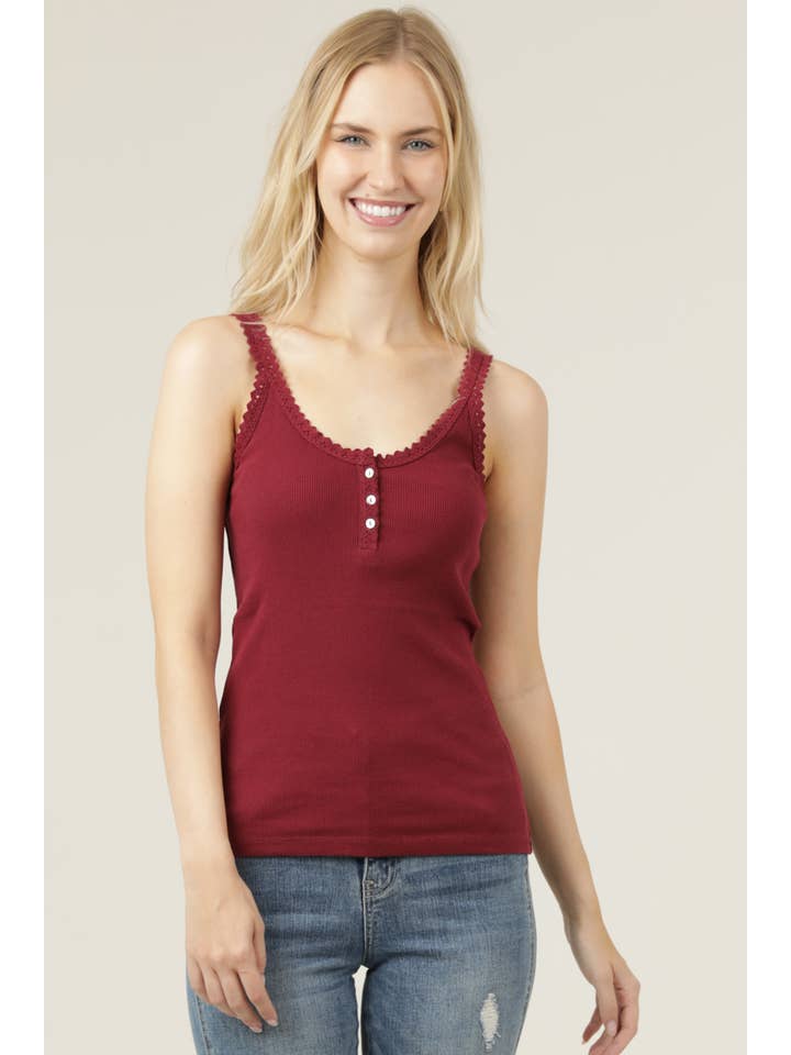 ANGIE - Wholesale Camisole - Women's - X2AG9-ASIS LACE TRIM RIB KNIT CAMI39