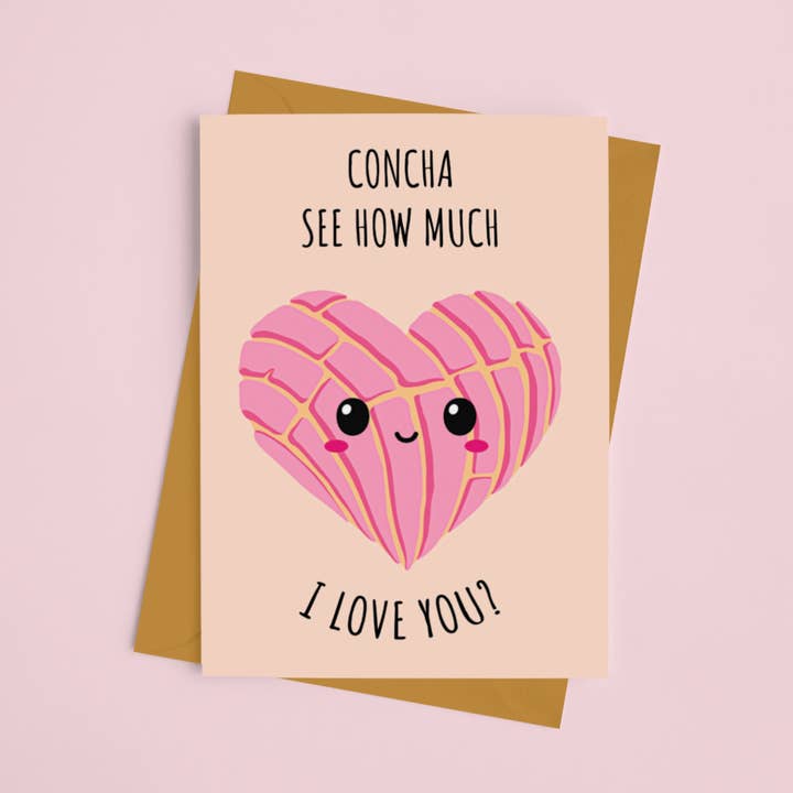 Concha Vois Combien Je T'aime Carte - Jeu de Mots - Carte Mexicaine pour la vente par Espyz Studio