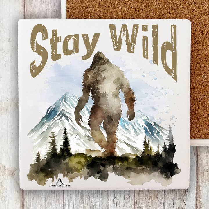 Stay Wild Sasquatch Big Foot Stone Coaster for wholesale by Avery Lane Gifts