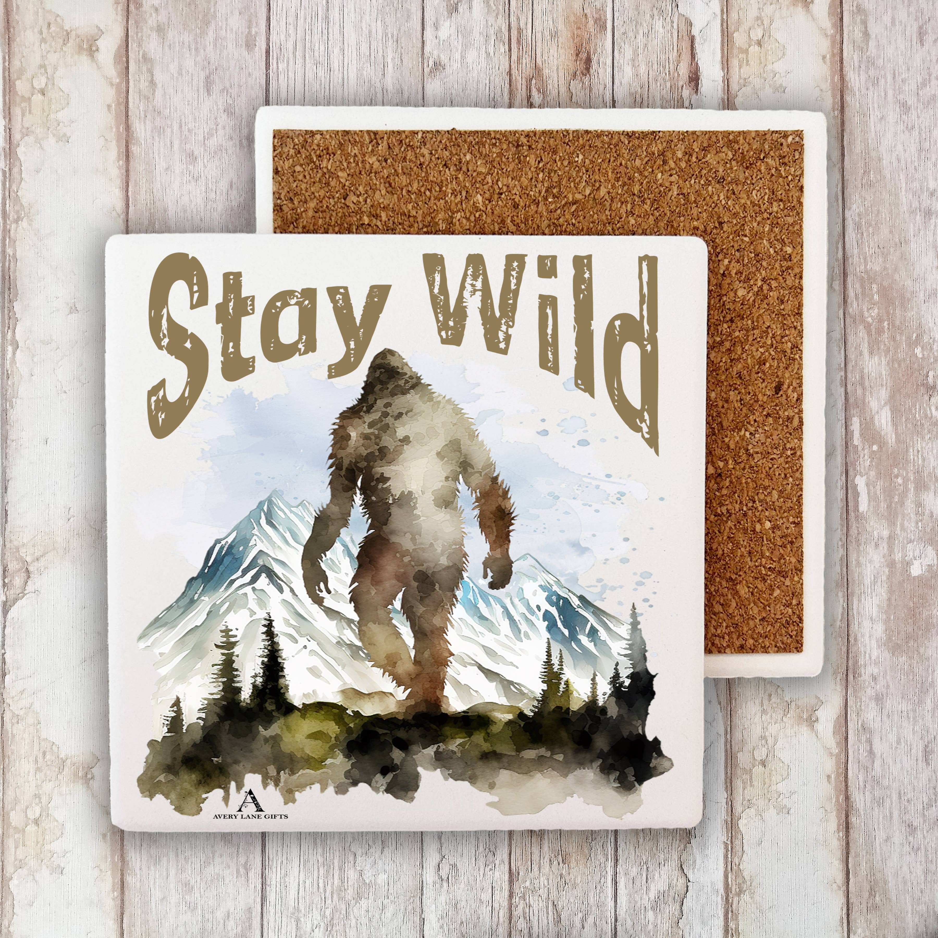 Avery Lane Gifts – Base de copos por atacado – Stay Wild Sasquatch Big Foot Stone Stone Coaster