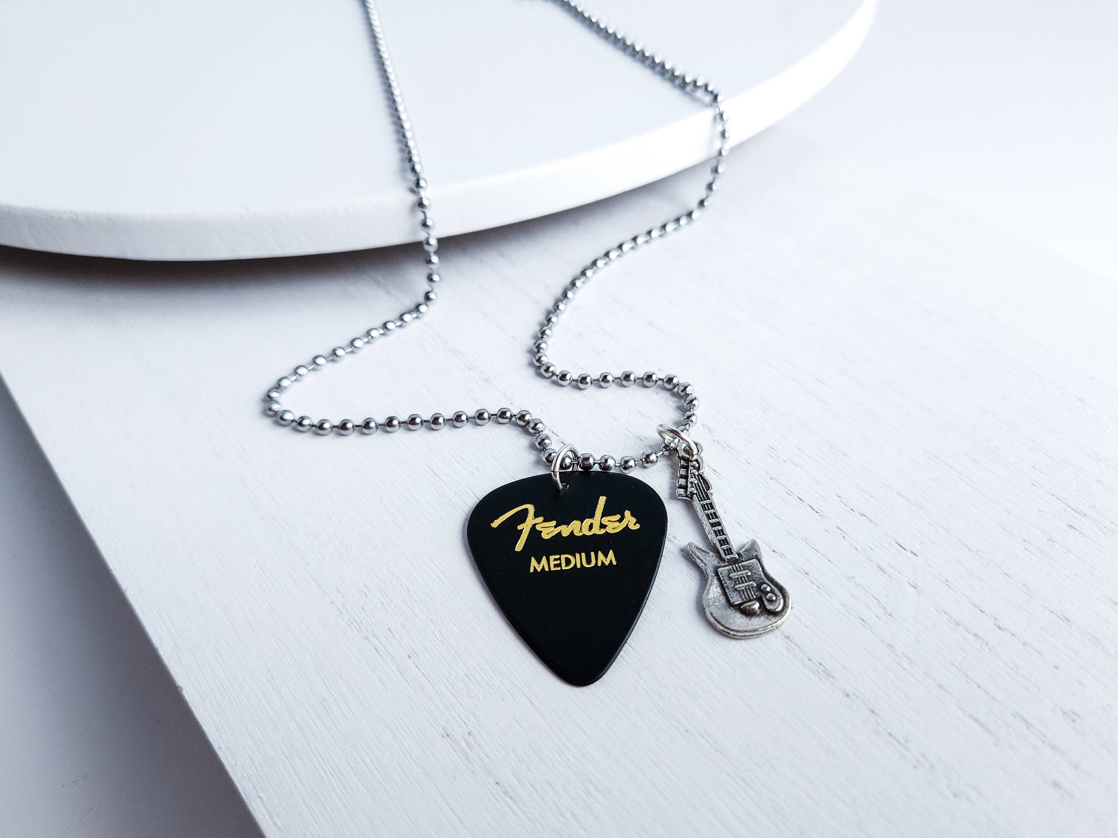 Meg's Recycled Guitar - Wholesale Pendant/Charm Necklace - GUITAR PICK CHARM NECKLACE - 13 COLORS6