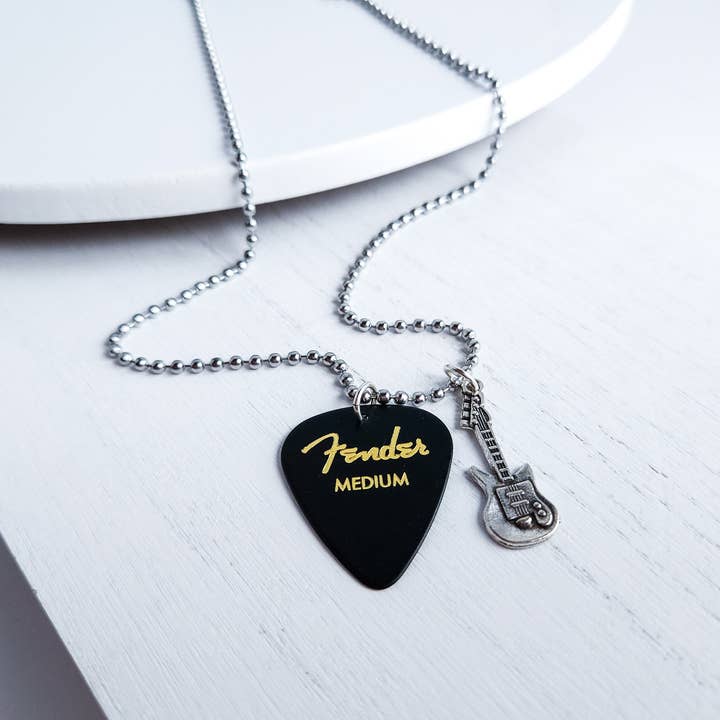 Meg's Recycled Guitar - Wholesale Pendant/Charm Necklace - GUITAR PICK CHARM NECKLACE - 13 COLORS6
