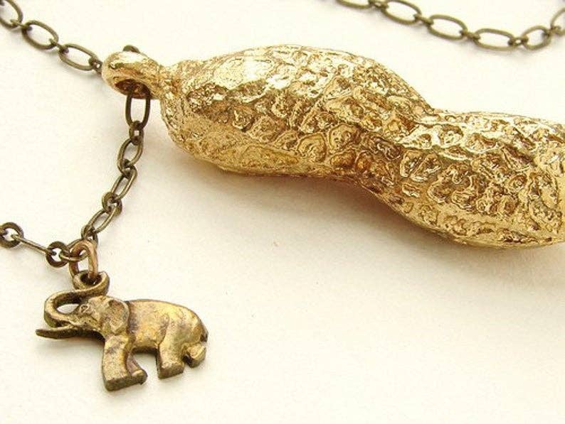 SORA DESIGNS - Wholesale Pendant/Charm Necklace - Life Size Circus Peanut Necklace- Antique Gold Version0