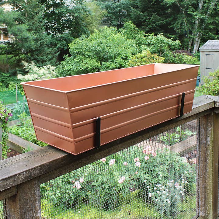 ACHLA Designs - Wholesale Planter Box - Large Copper Flower Box- 2x6 Railing Brackets0