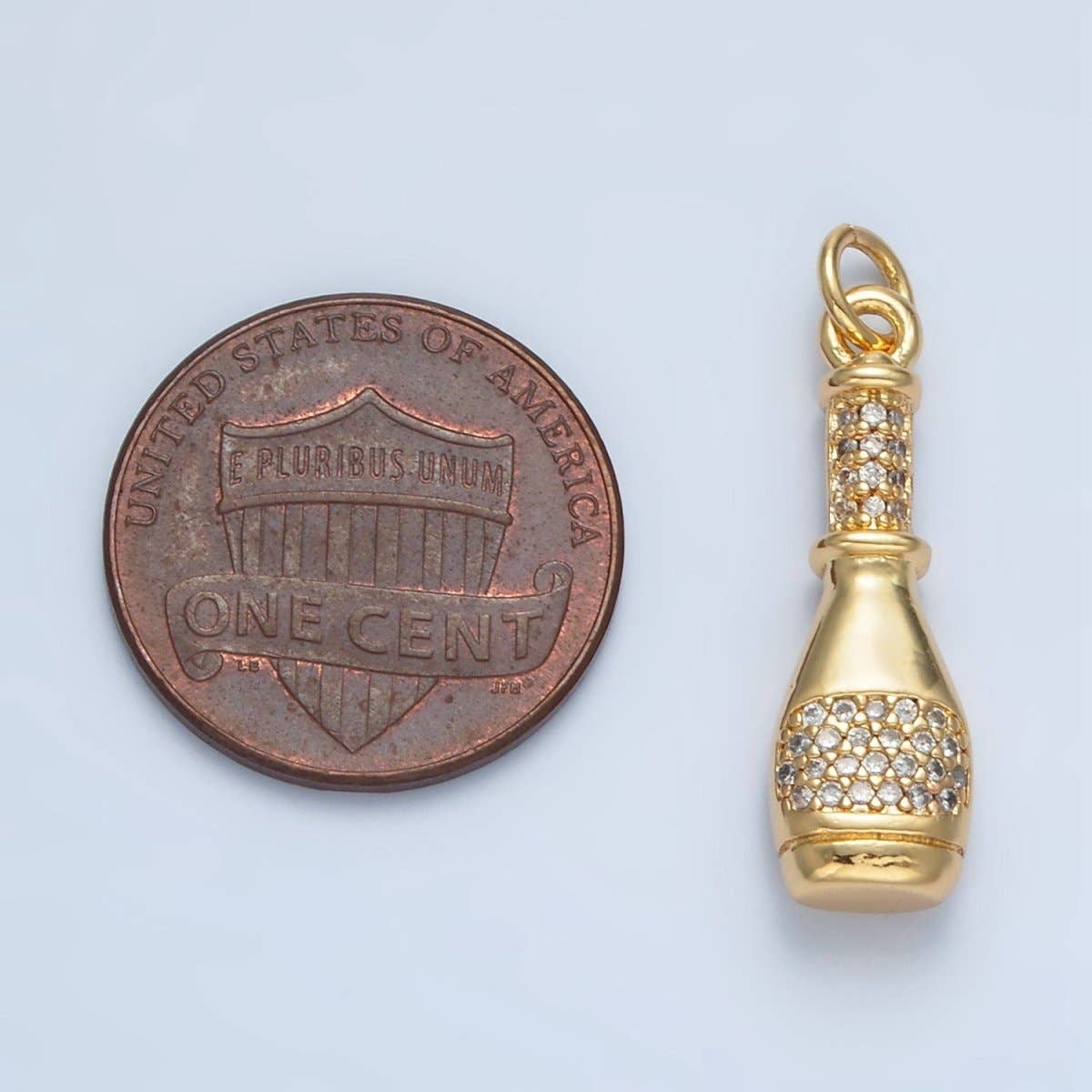 Aim Eternal - Wholesale Individual Charm/Pendant - 24K Gold Filled Multidimensional Micro Paved CZ Wine Bottle Alcohol Drink Charm | AG8942