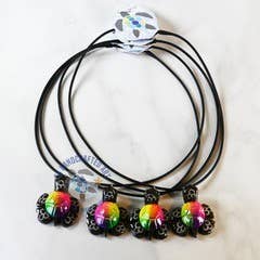 SS handcrafted Art - Wholesale Pendant/Charm Necklace - Marble Turtle Multicolor Necklace 1.5" - Easy Hook1